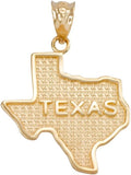 Texas State TX Map Charm Pendant in 10k Yellow Gold