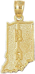 14k Yellow Gold Indiana State Map Pendant, Made in USA