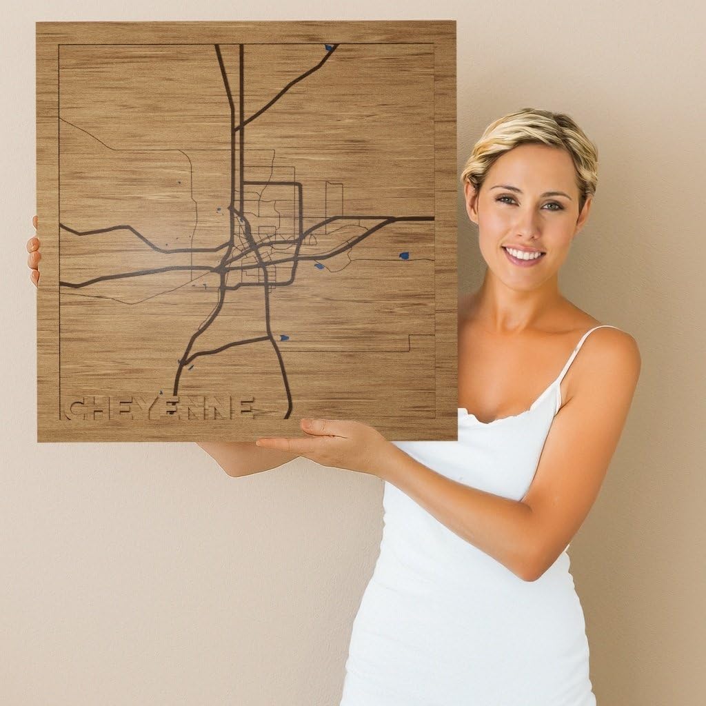 Cheyenne, WY, Bedroom Decor, 3d Wooden Map - Hand crafted in USA - Wyoming Gift & Souvenir