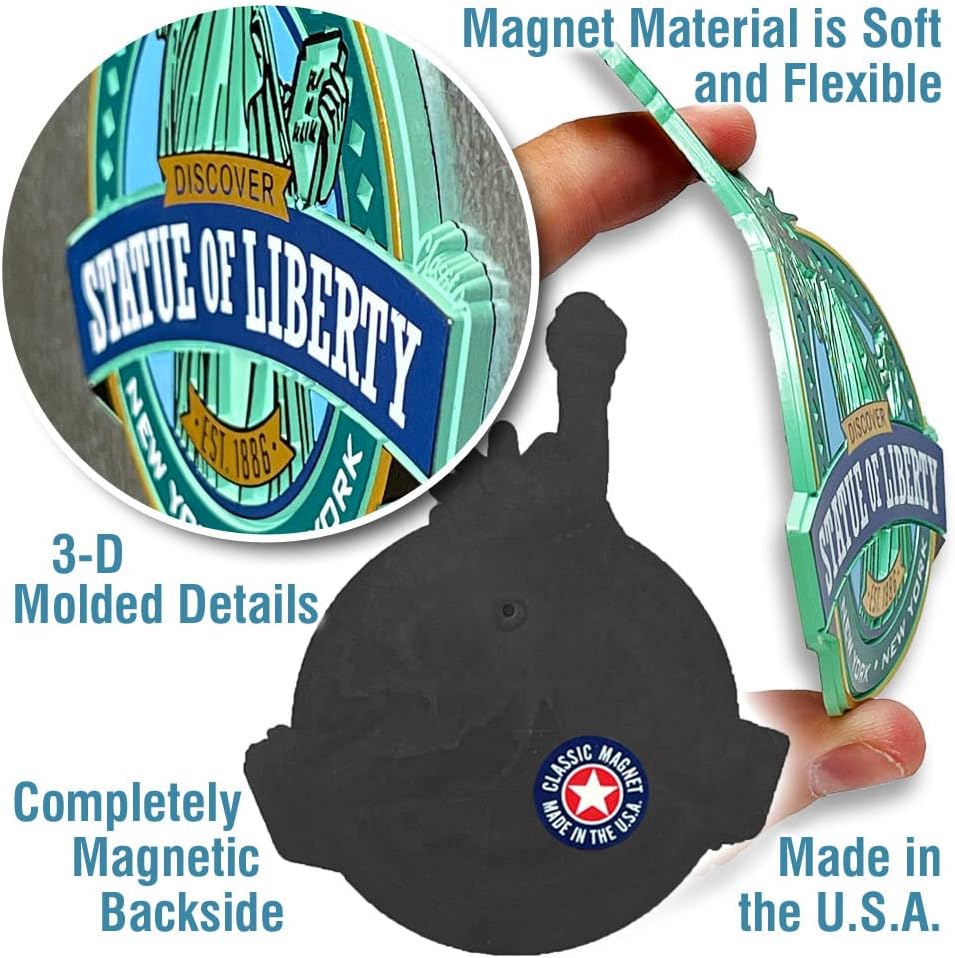 New York City Statue of Liberty Jumbo Magnet by Classic Magnets, 3D Rubber Vintage-Style Collectible Souvenirs and Gifts Made in The USA