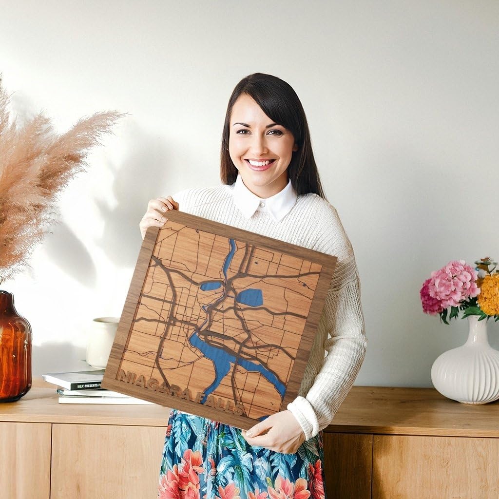 Niagara Falls, NY, Bathroom Decor, Handmade in USA - 3d Wooden Map - The Falls, New York Souvenir & Gift
