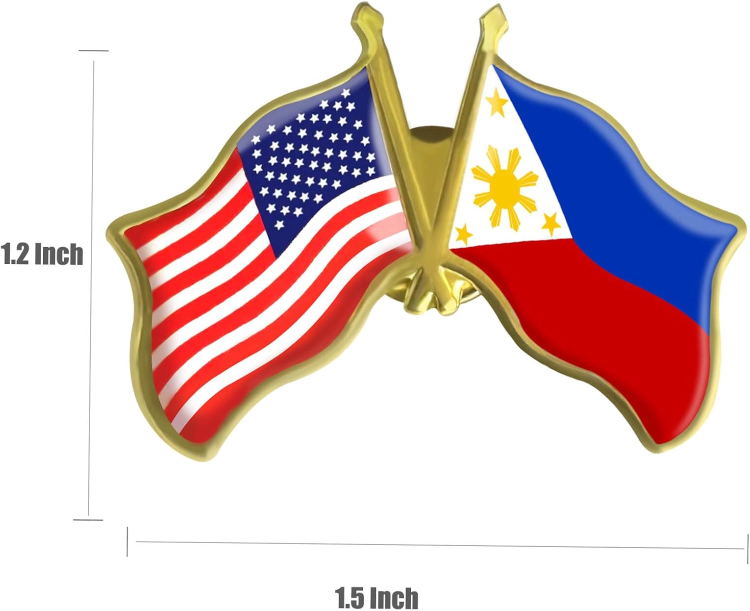 6/12/50/100 Pack-American Philippines Friendship Flag Pins Bulk -1.5”