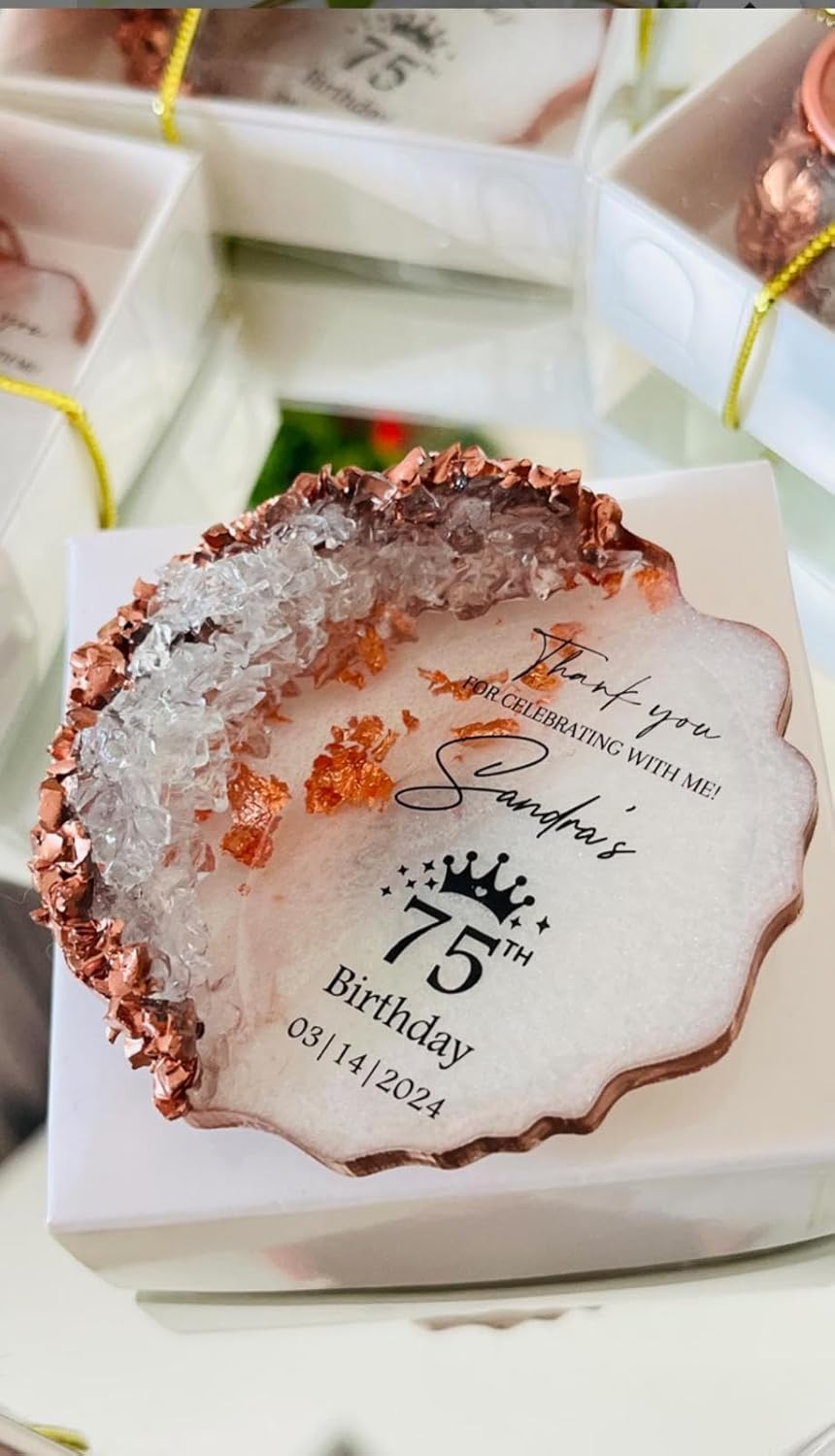 Personalized Adult Birthday Party Favors – Bronze Epoxy Magnet Gift – 40th, 50th, 60th, 70th, 80th, 90th, 100th Birthday Recuerdos – Custom Party Souvenirs for Guests