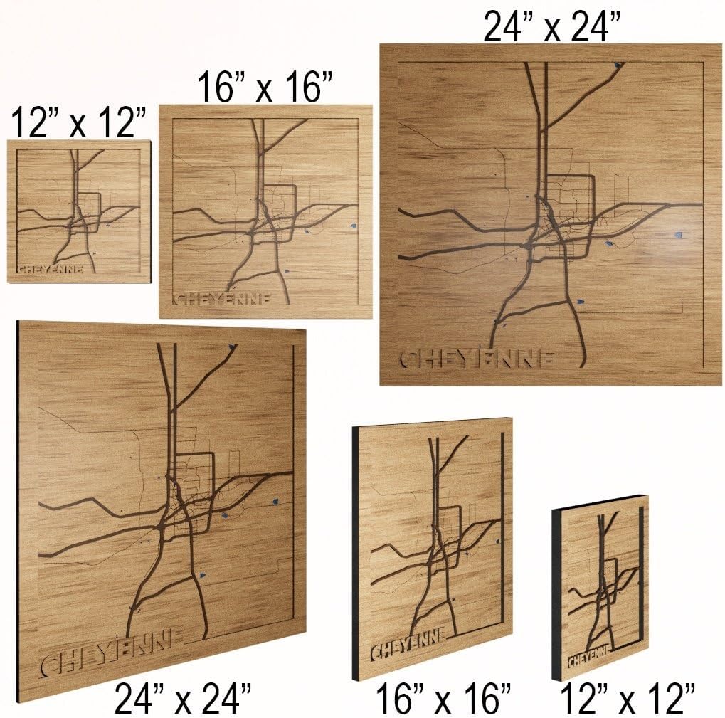 Cheyenne, WY, Bedroom Decor, 3d Wooden Map - Hand crafted in USA - Wyoming Gift & Souvenir