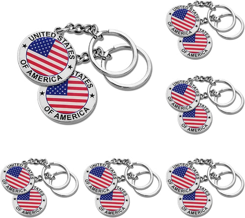 12 Pack US United States Keychain NYC Metal Key Ring Star Stripe US Flag Souvenir Patriotic Gift