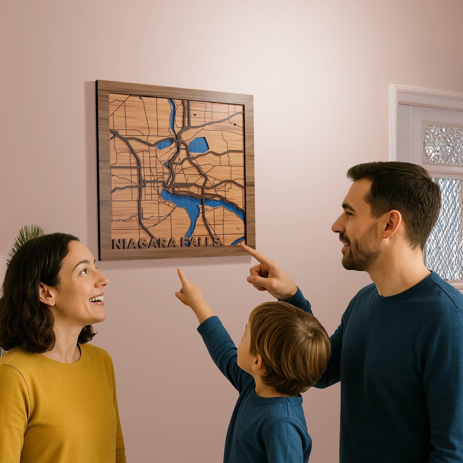 Niagara Falls, NY, Bathroom Decor, Handmade in USA - 3d Wooden Map - The Falls, New York Souvenir & Gift