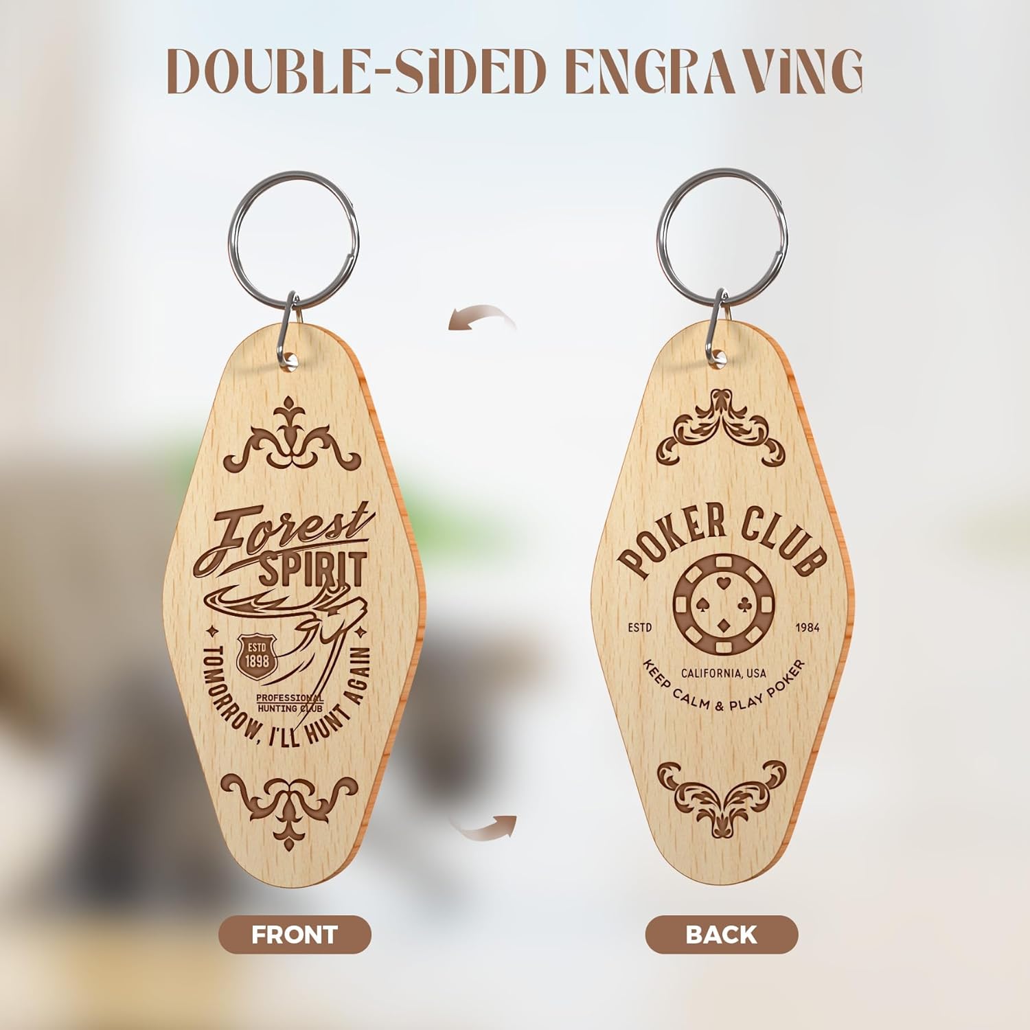 Custom Hotel Motel Keychain, 30PCS Double-Sided Print Custom Keychain with Picture, Personalized Key Tags