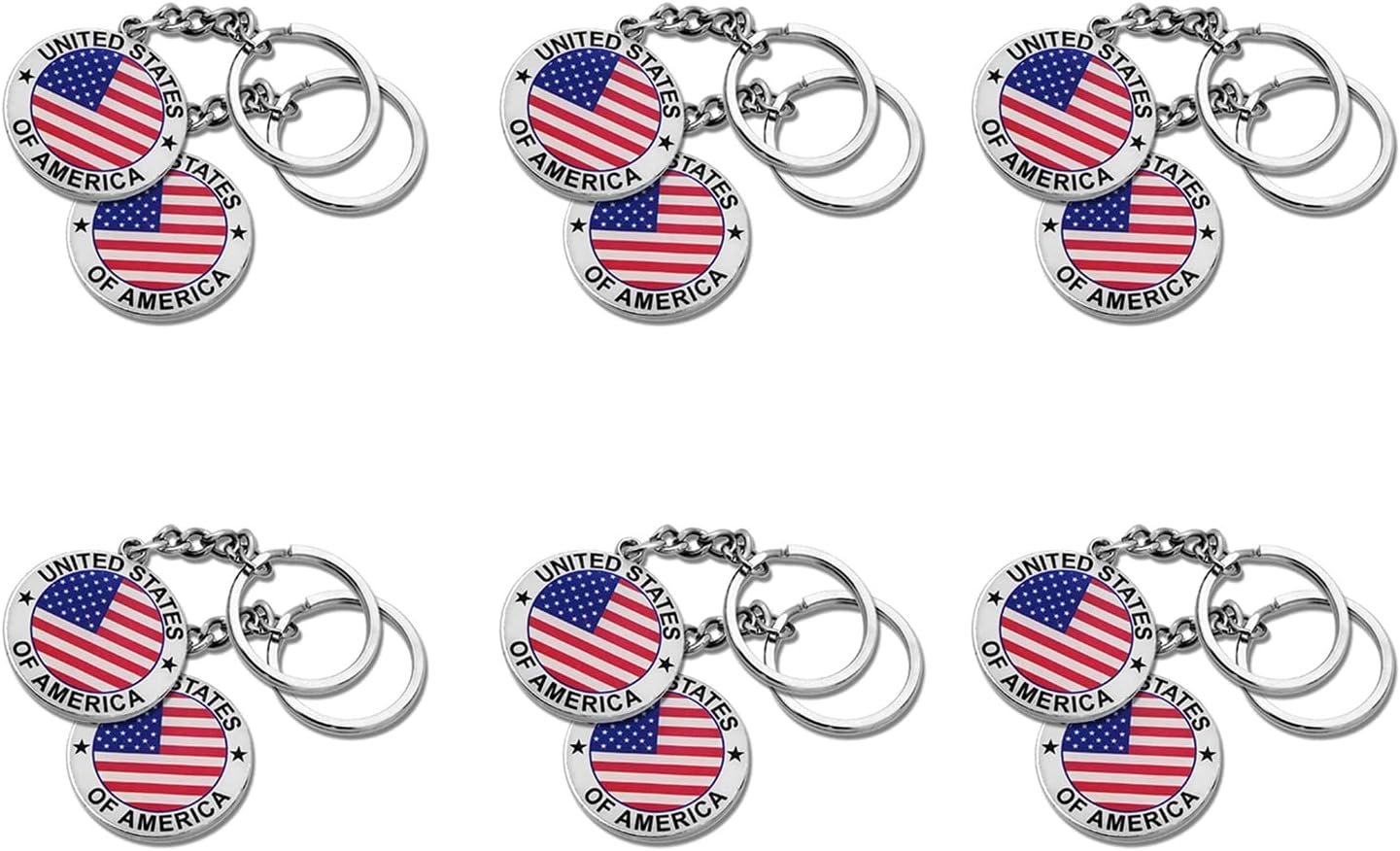 12 Pack US United States Keychain NYC Metal Key Ring Star Stripe US Flag Souvenir Patriotic Gift