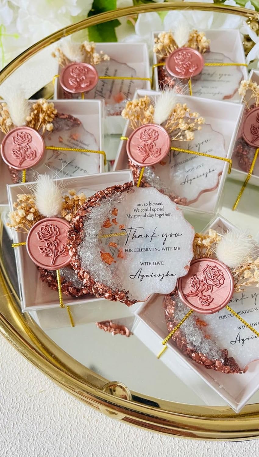 Personalized Adult Birthday Party Favors – Bronze Epoxy Magnet Gift – 40th, 50th, 60th, 70th, 80th, 90th, 100th Birthday Recuerdos – Custom Party Souvenirs for Guests