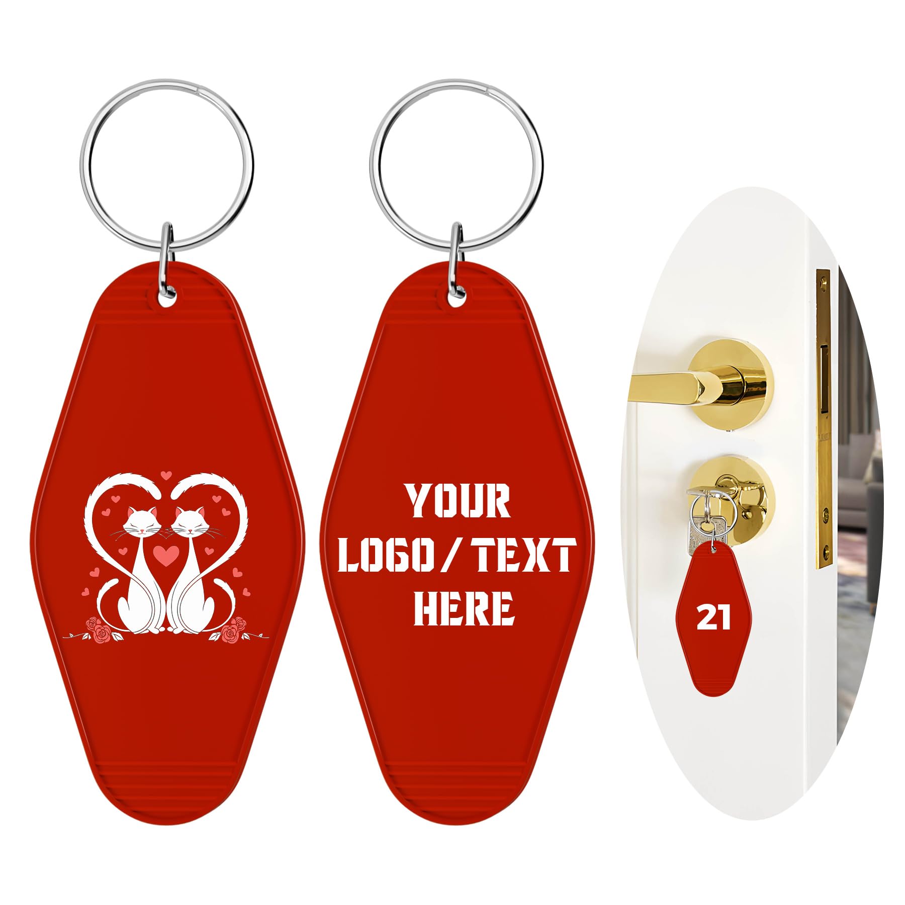Custom Hotel Motel Keychain, 30PCS Double-Sided Print Custom Keychain with Picture, Personalized Key Tags