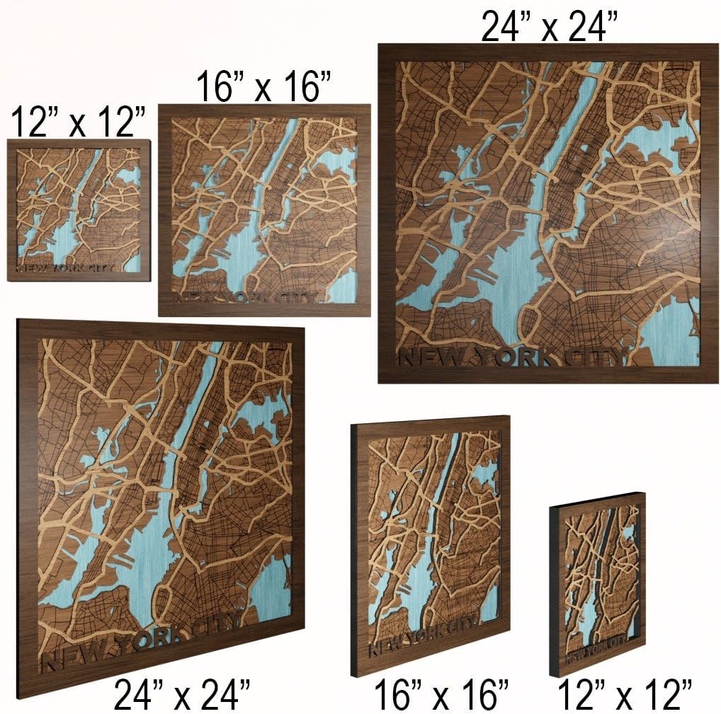 New York City, New York, Wall Art, Handmade in the USA - 3d Wooden Map - NYC, NY Gift and Souvenir