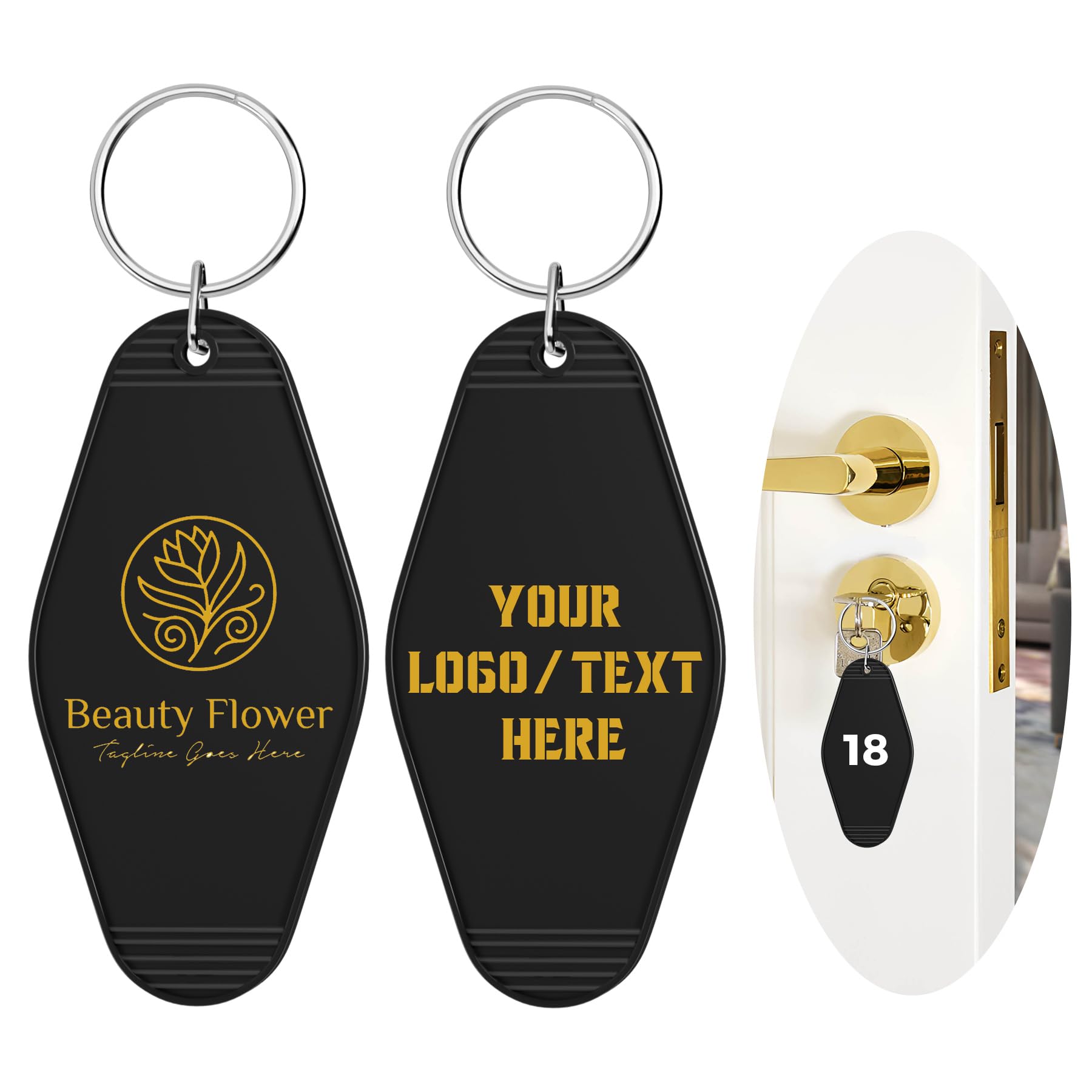 Custom Hotel Motel Keychain, 30PCS Double-Sided Print Custom Keychain with Picture, Personalized Key Tags
