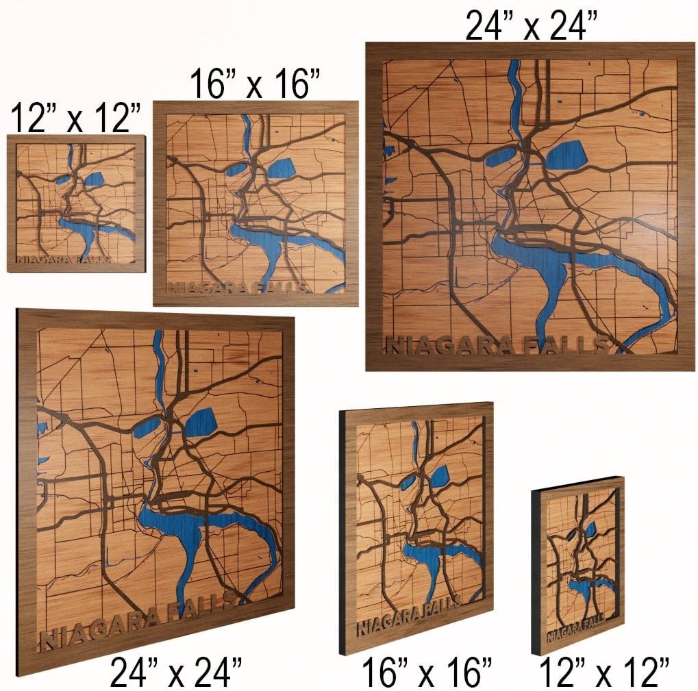 Niagara Falls, NY, Bathroom Decor, Handmade in USA - 3d Wooden Map - The Falls, New York Souvenir & Gift