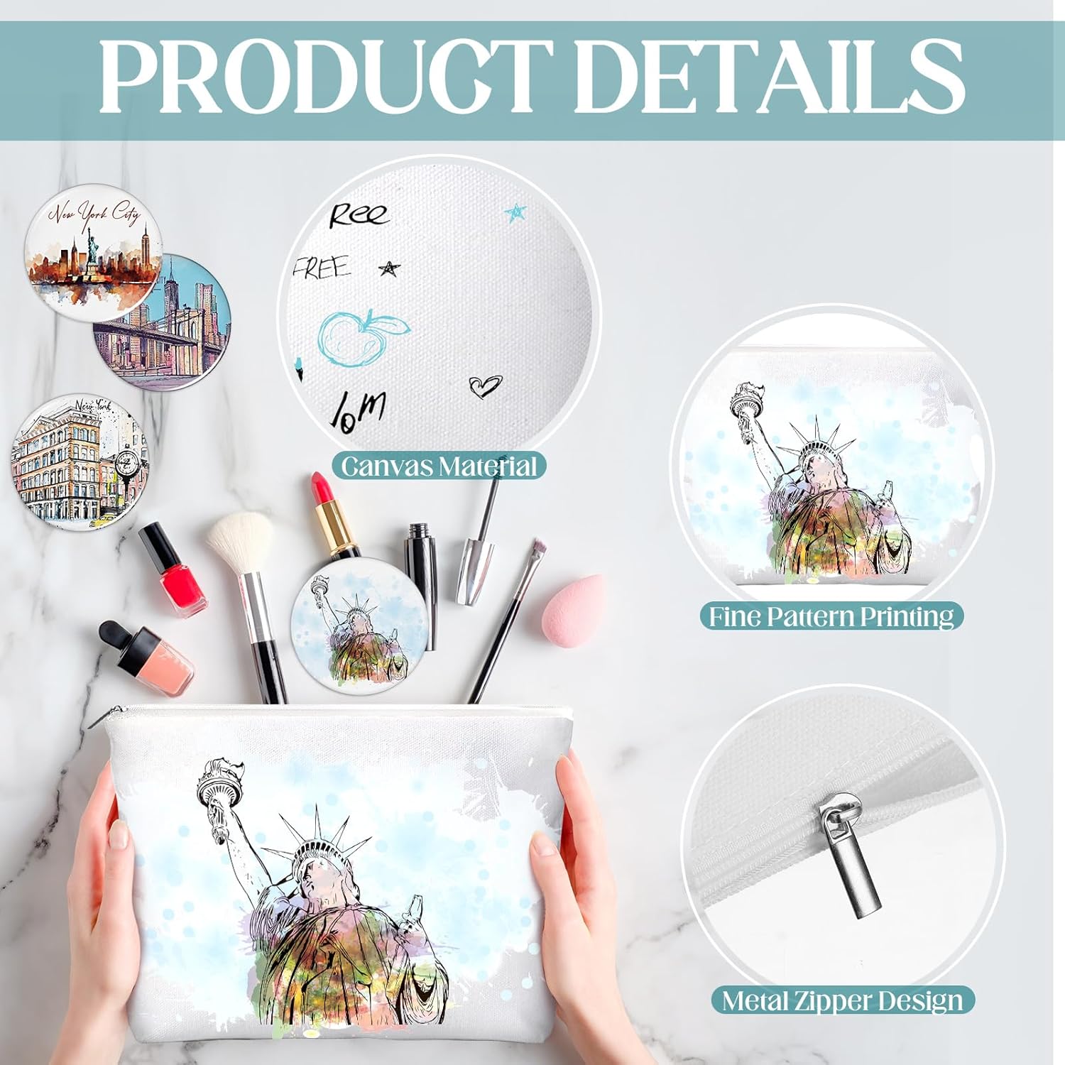 36 Set New York Souvenirs Gifts Include City Cosmetic Bag Bulk New York Makeup Bag Nyc Souvenirs from USA Makeup Mirrors for Women Traveler Birthday Party Favors Trip Journey Gifts