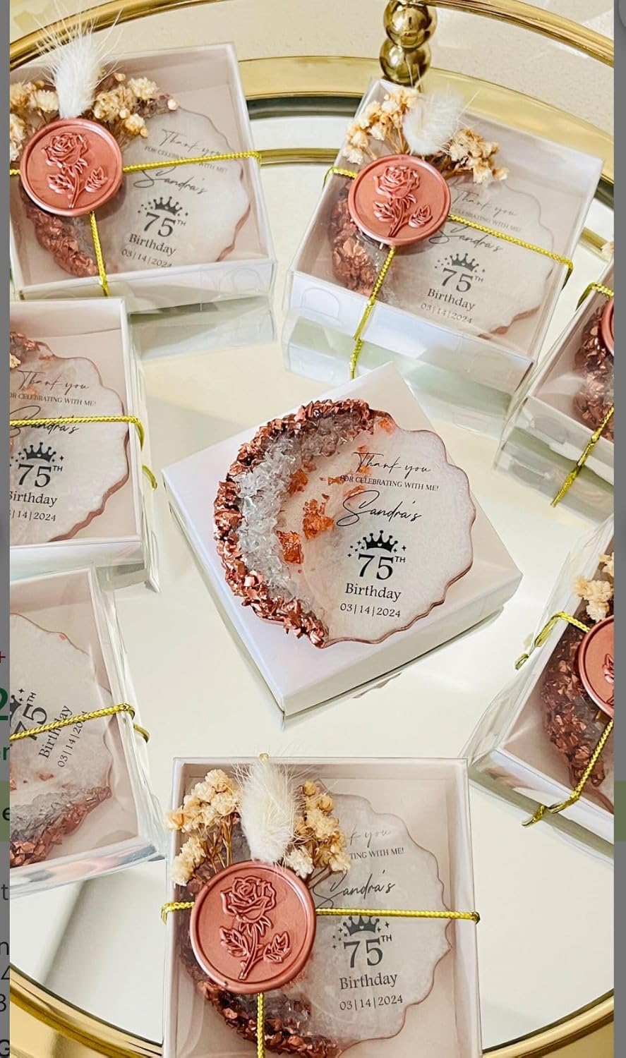Personalized Adult Birthday Party Favors – Bronze Epoxy Magnet Gift – 40th, 50th, 60th, 70th, 80th, 90th, 100th Birthday Recuerdos – Custom Party Souvenirs for Guests