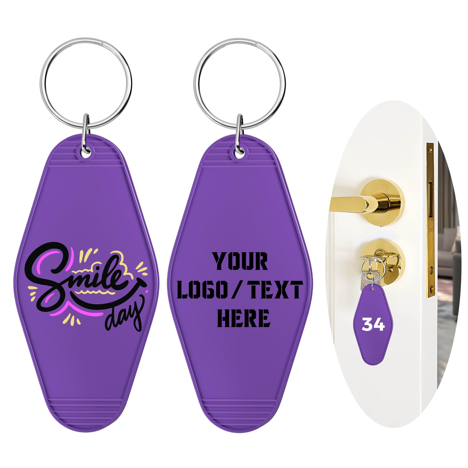 Custom Hotel Motel Keychain, 30PCS Double-Sided Print Custom Keychain with Picture, Personalized Key Tags