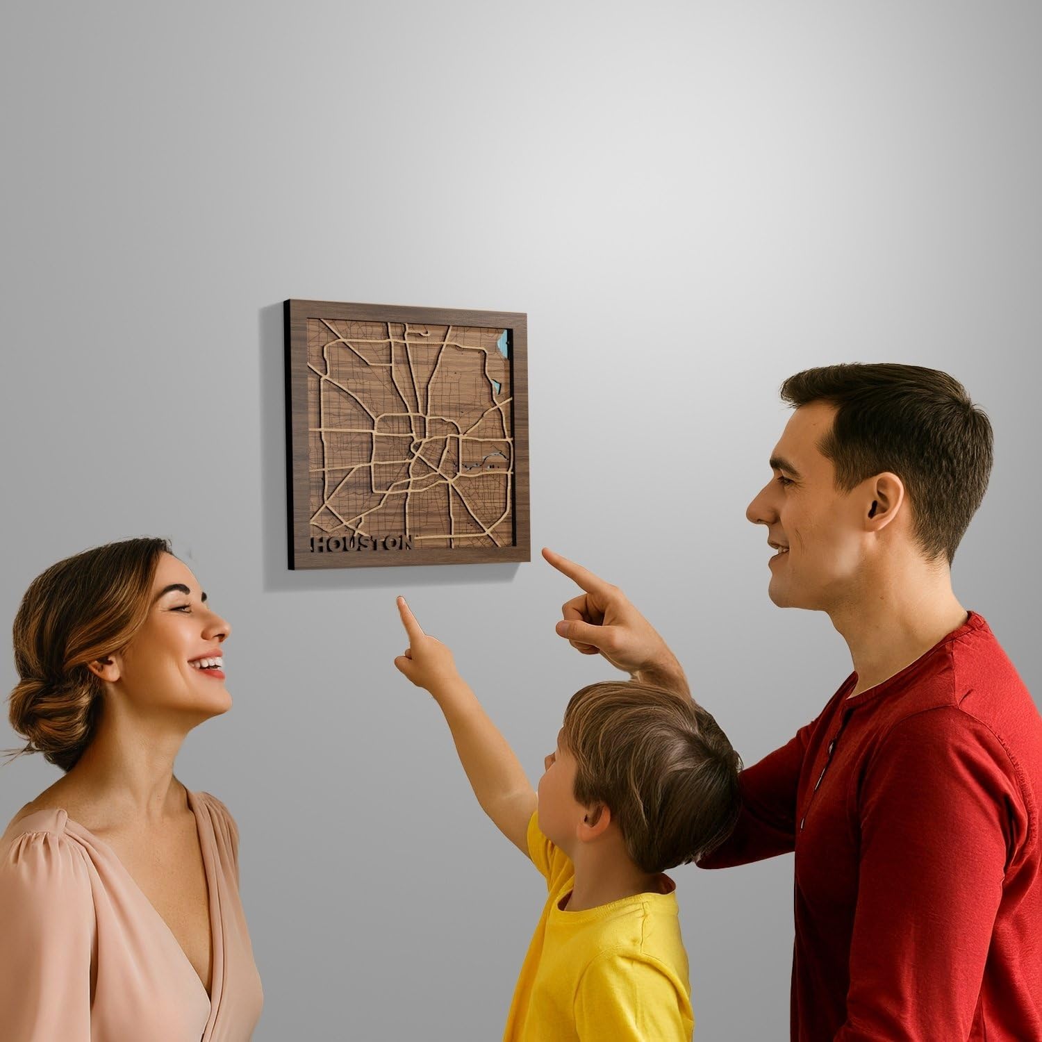 Houston, Texas, Men Gifts For Anniversary, 3d Wood Map - Handmade in the USA - H-Town, TX Gift and Souvenir