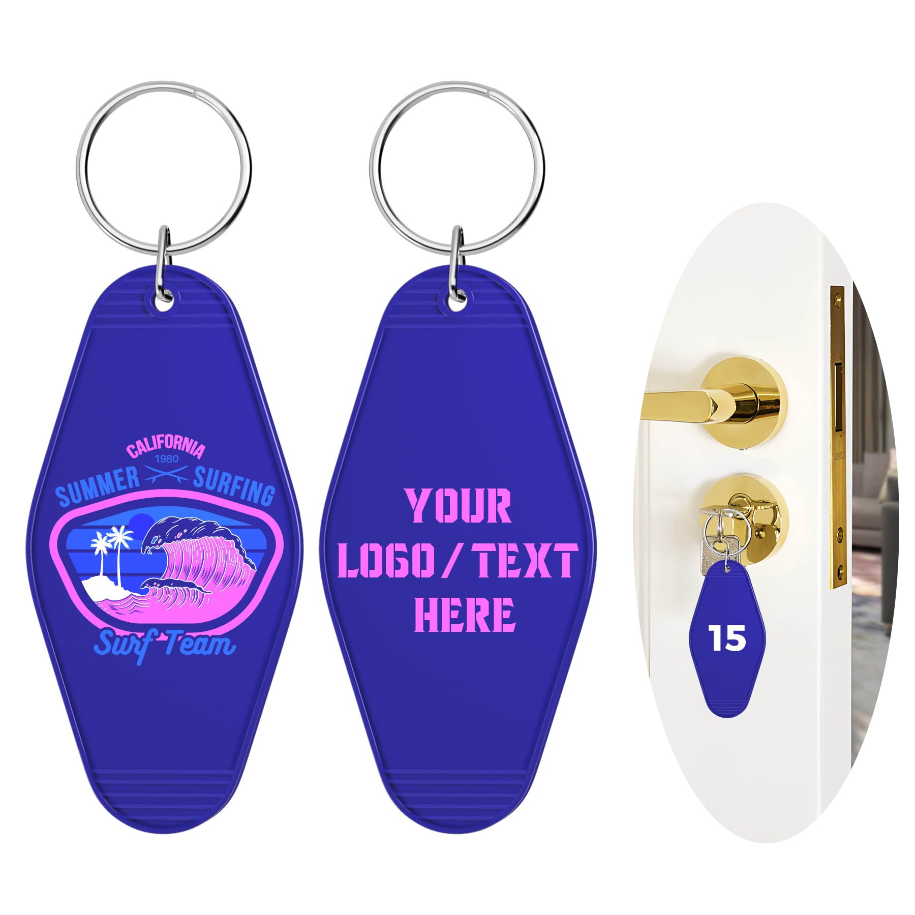 Custom Hotel Motel Keychain, 30PCS Double-Sided Print Custom Keychain with Picture, Personalized Key Tags