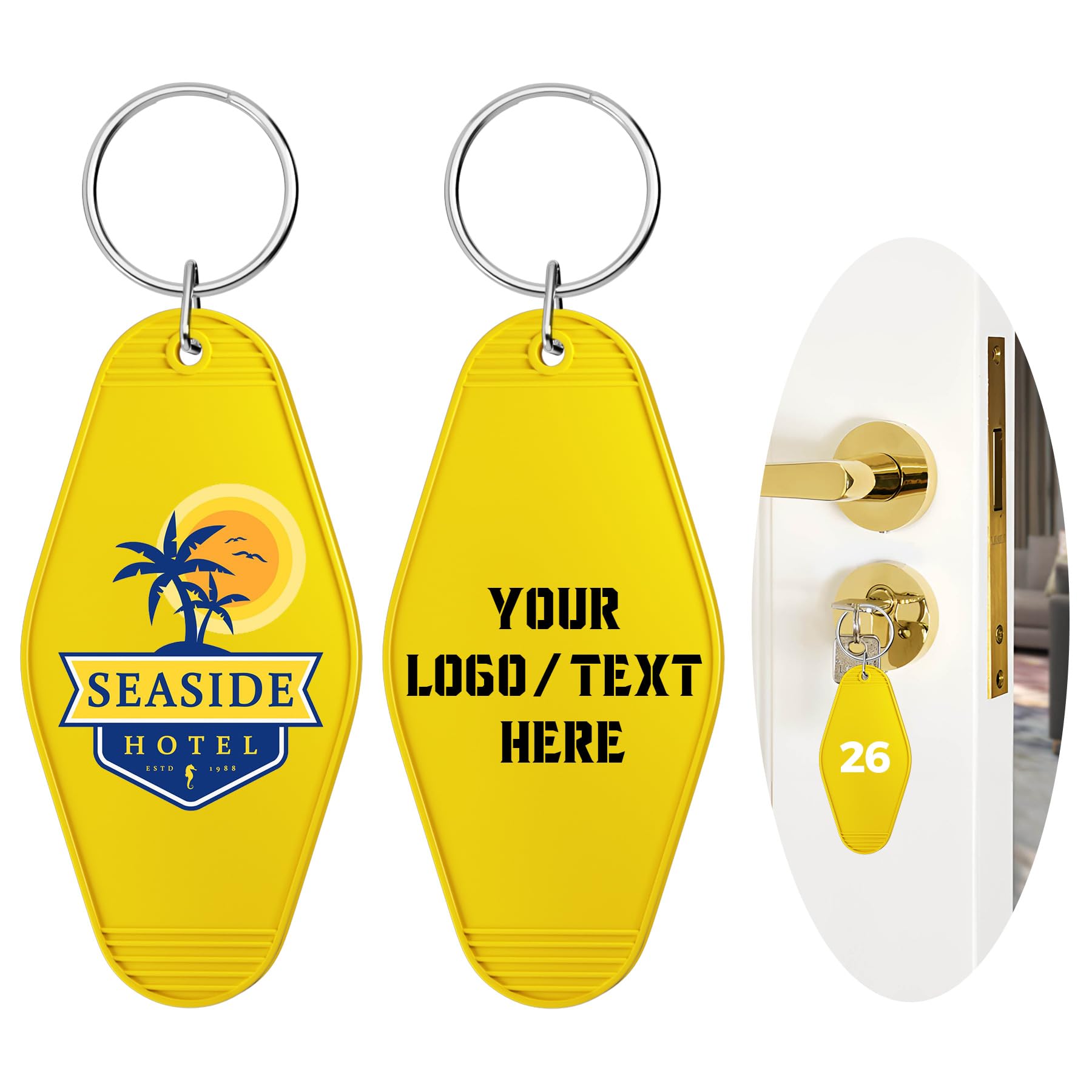 Custom Hotel Motel Keychain, 30PCS Double-Sided Print Custom Keychain with Picture, Personalized Key Tags