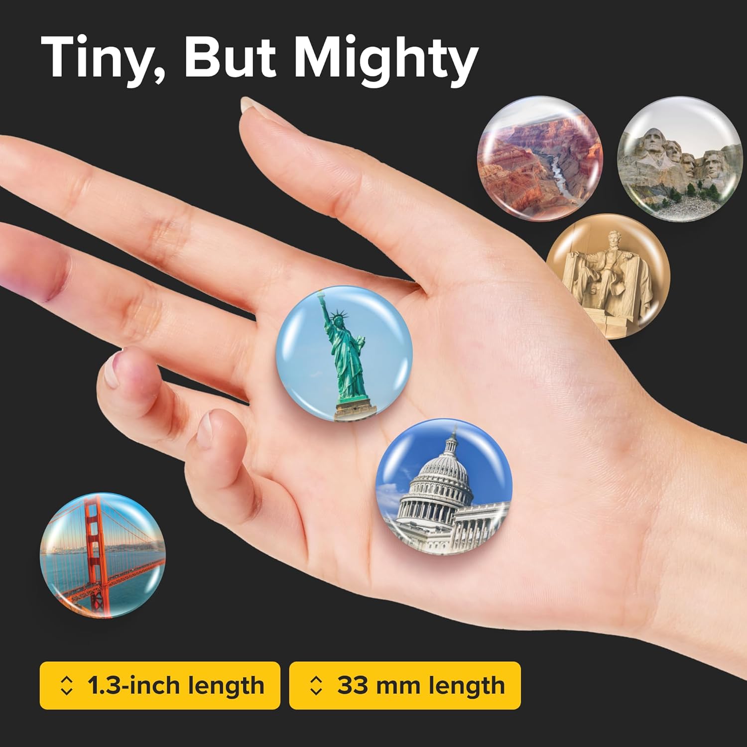 Super Cute Fridge & Locker Magnets - 12 Glass Magnets with Vibrant Colors - Strong Hold for Photos, Notes, Recipes - Aesthetic Refrigerator Decoration - Perfect for School & College Locker