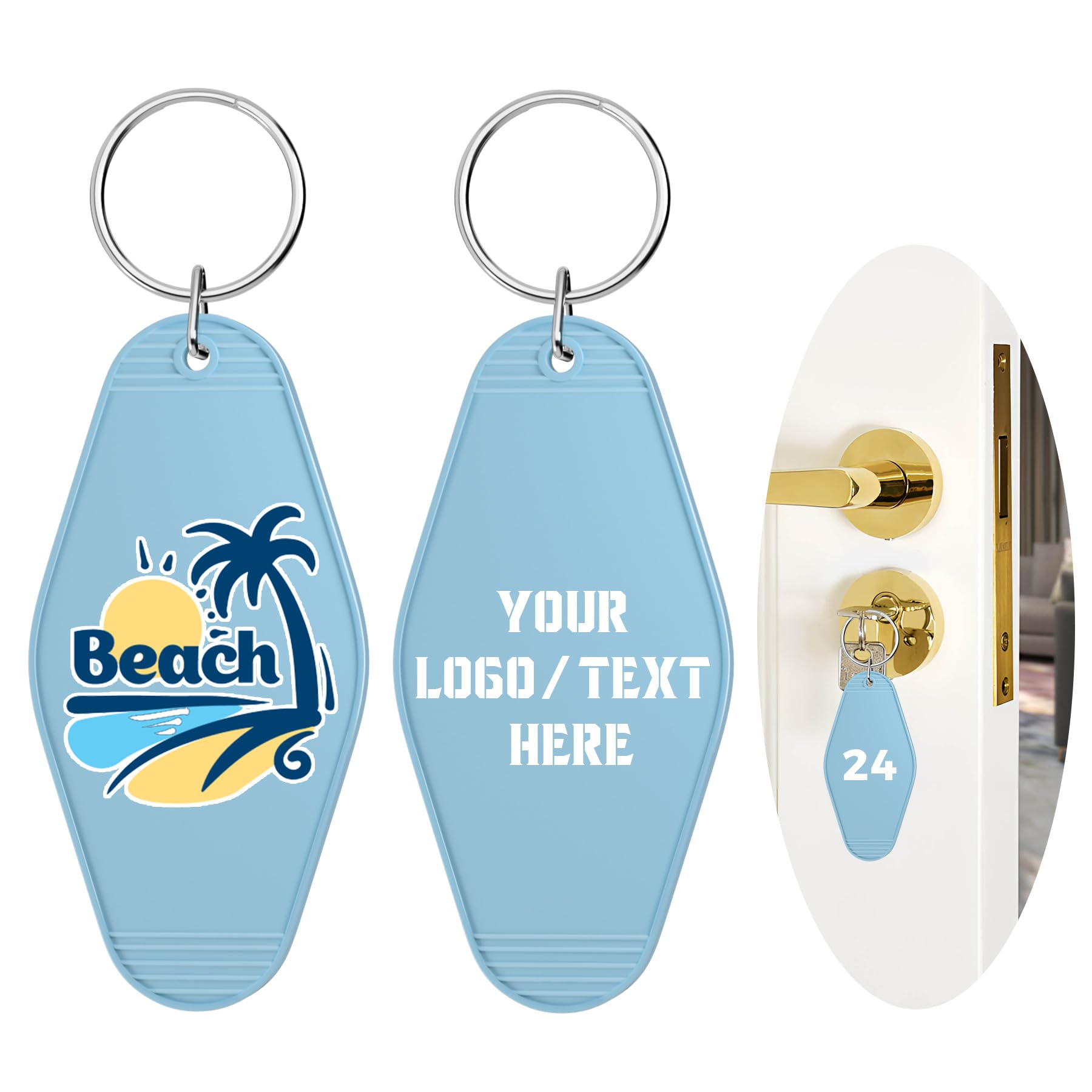 Custom Hotel Motel Keychain, 30PCS Double-Sided Print Custom Keychain with Picture, Personalized Key Tags