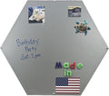 Hexagon Magnetic Metallic Silver Board – 23.4"x27" Frameless Low-Profile Steel | Magnetic Board for Wall Display | Metal Board for Magnets | Made in USA