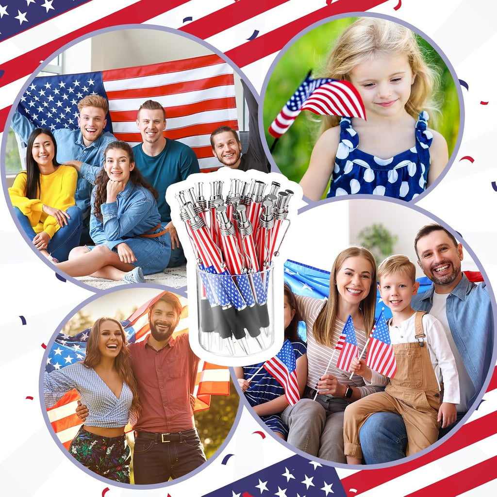 300 Sets Veterans Day Gifts Bulk American Flag Ballpoint Pens USA Patriotic Themed Black Ink Retractable Pen Stars Stripes Bookmarks Cards Stationery for Home Office Party Supplies Souvenirs