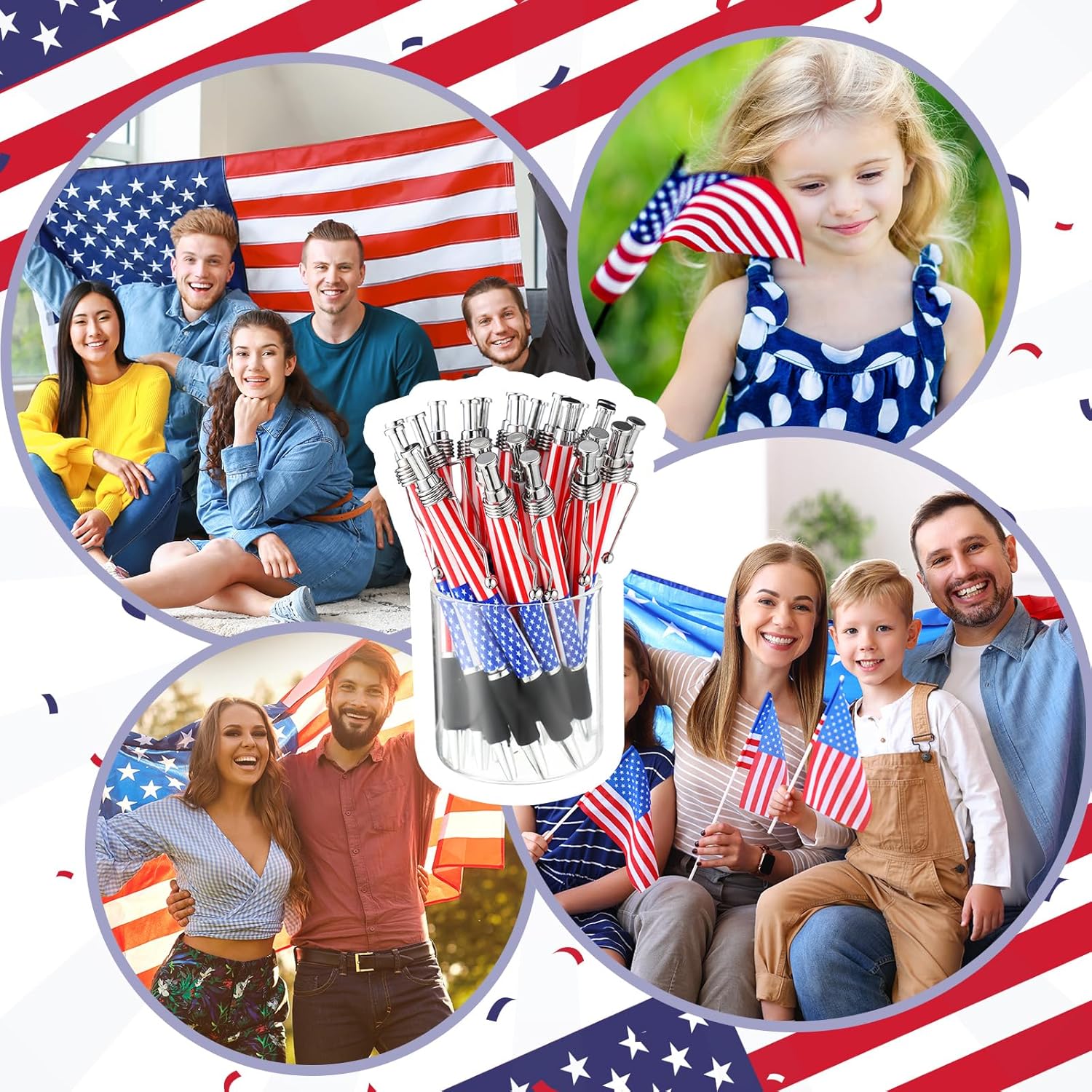 300 Sets Veterans Day Gifts Bulk American Flag Ballpoint Pens USA Patriotic Themed Black Ink Retractable Pen Stars Stripes Bookmarks Cards Stationery for Home Office Party Supplies Souvenirs