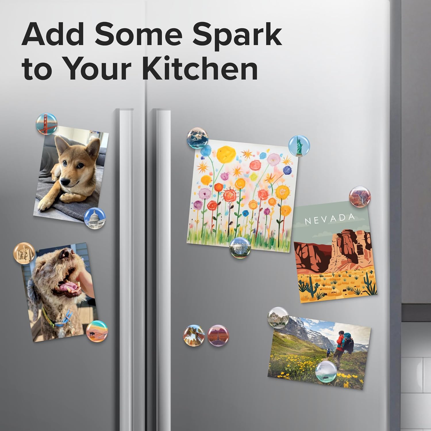 Super Cute Fridge & Locker Magnets - 12 Glass Magnets with Vibrant Colors - Strong Hold for Photos, Notes, Recipes - Aesthetic Refrigerator Decoration - Perfect for School & College Locker