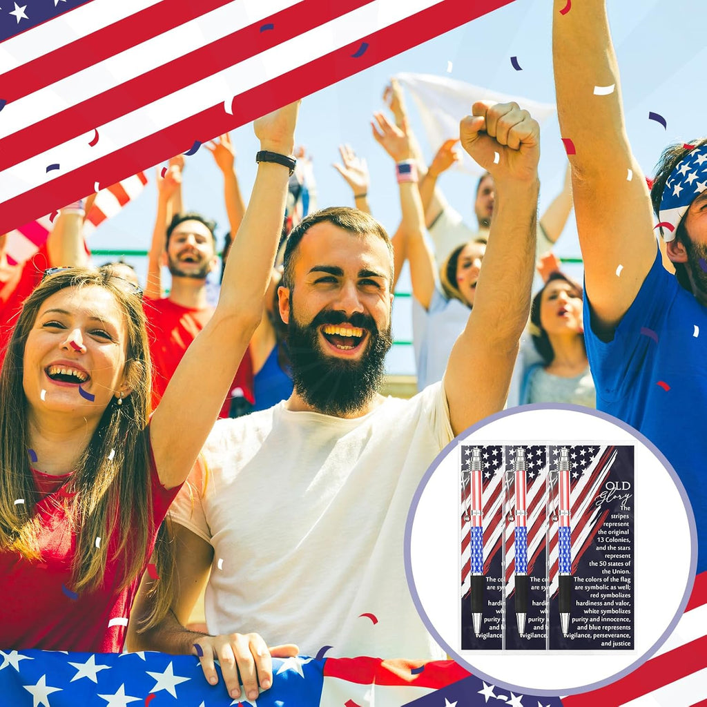 300 Sets Veterans Day Gifts Bulk American Flag Ballpoint Pens USA Patriotic Themed Black Ink Retractable Pen Stars Stripes Bookmarks Cards Stationery for Home Office Party Supplies Souvenirs