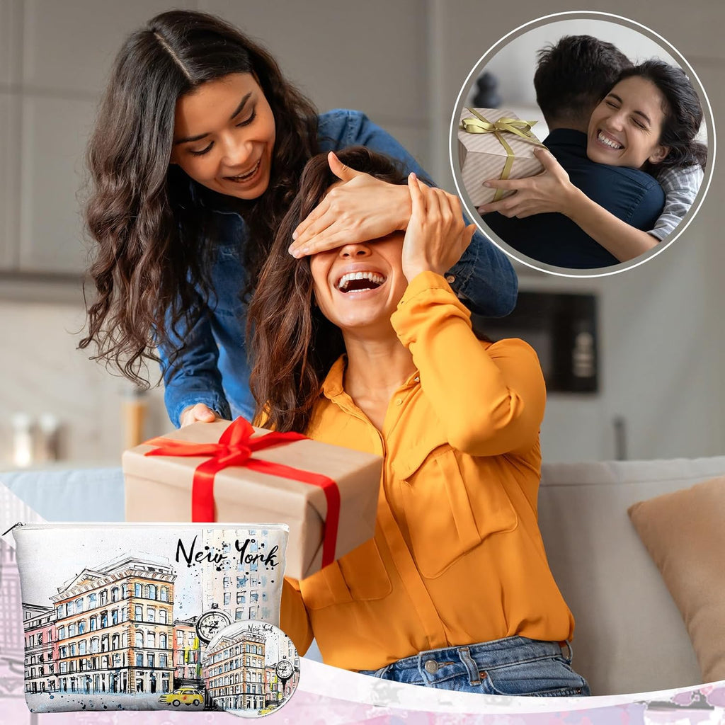36 Set New York Souvenirs Gifts Include City Cosmetic Bag Bulk New York Makeup Bag Nyc Souvenirs from USA Makeup Mirrors for Women Traveler Birthday Party Favors Trip Journey Gifts