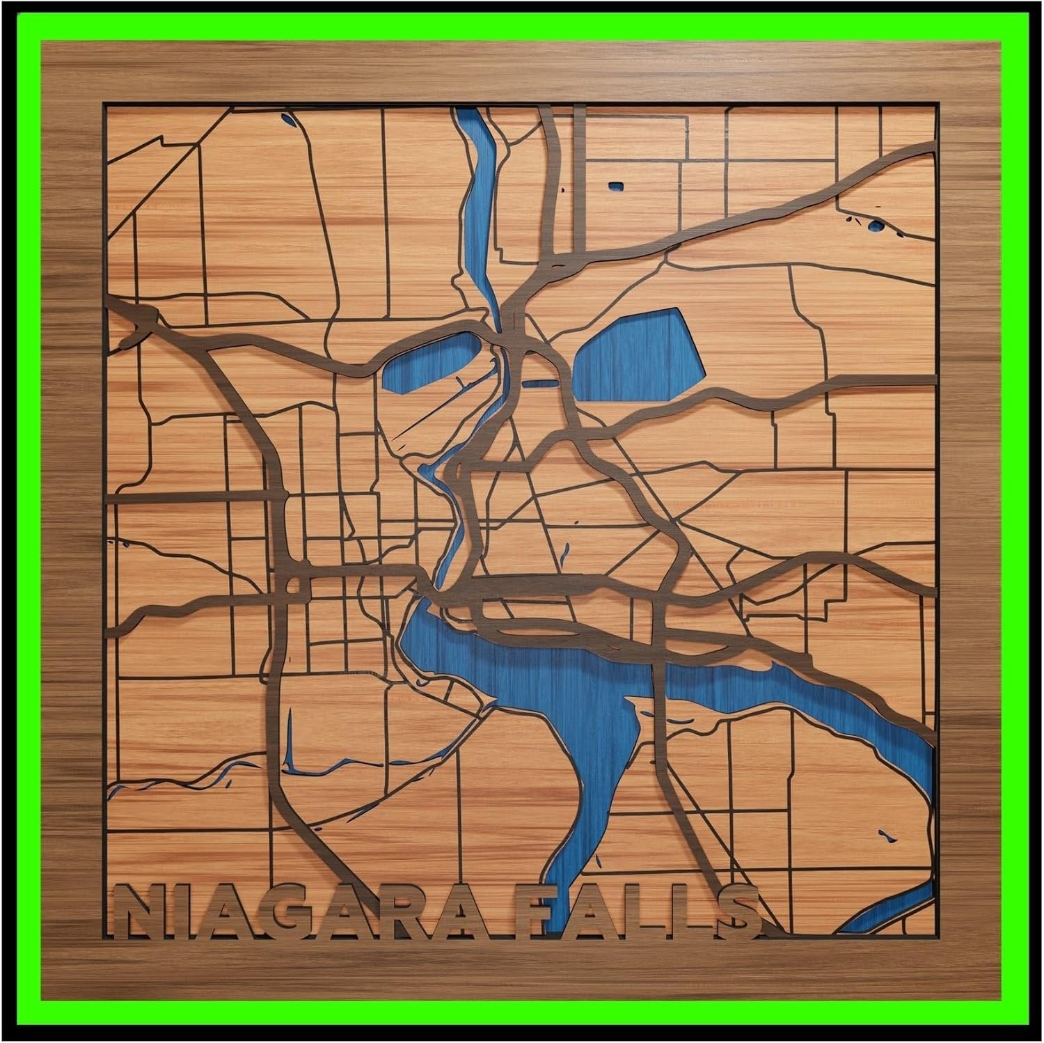 Niagara Falls, NY, Bathroom Decor, Handmade in USA - 3d Wooden Map - The Falls, New York Souvenir & Gift
