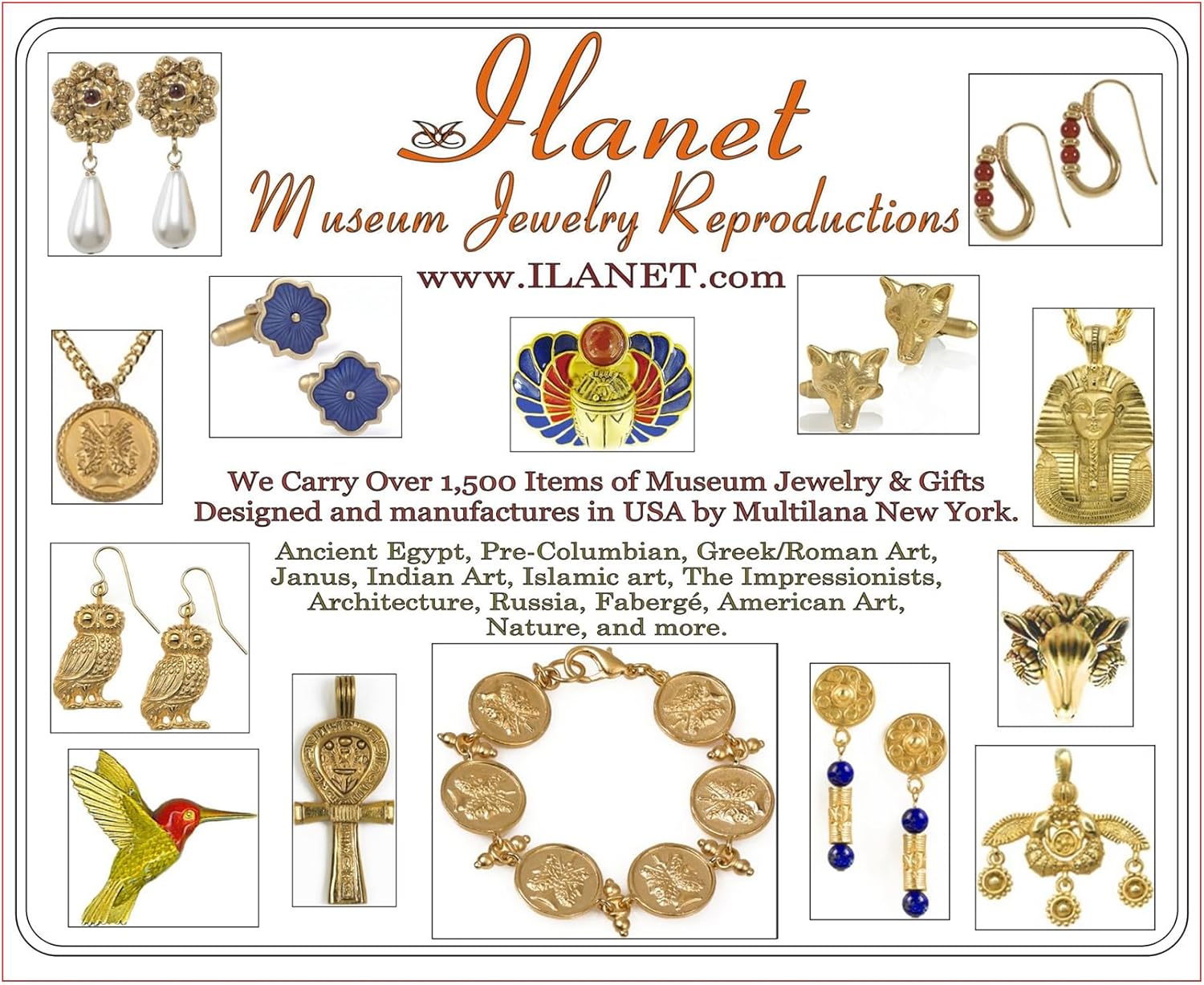 MADE IN USA - Greek Minoan Bees Pendant on chain, from ILANET Museum Collection
