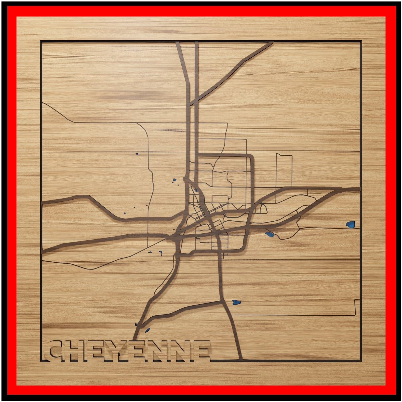 Cheyenne, WY, Bedroom Decor, 3d Wooden Map - Hand crafted in USA - Wyoming Gift & Souvenir