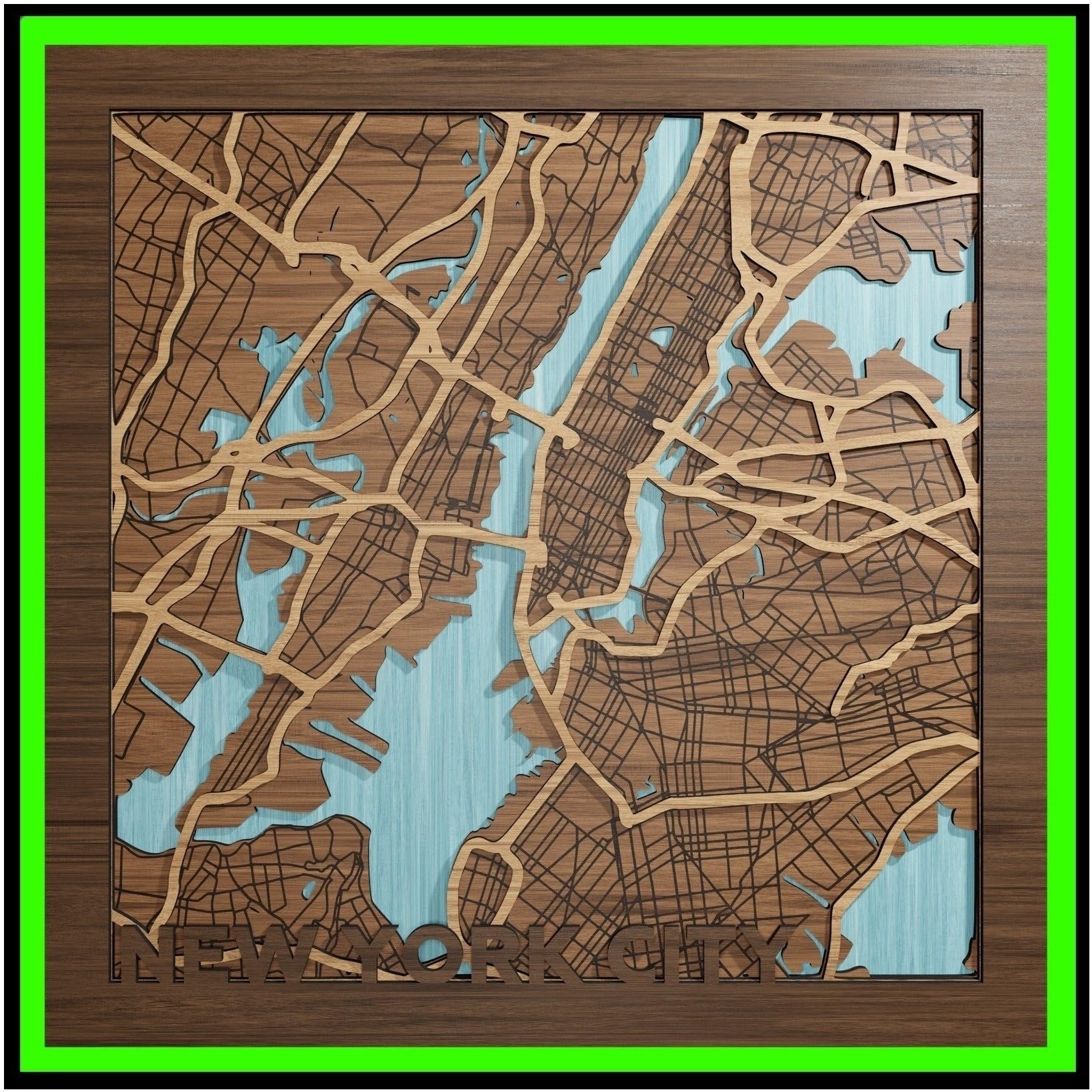 New York City, New York, Wall Art, Handmade in the USA - 3d Wooden Map - NYC, NY Gift and Souvenir