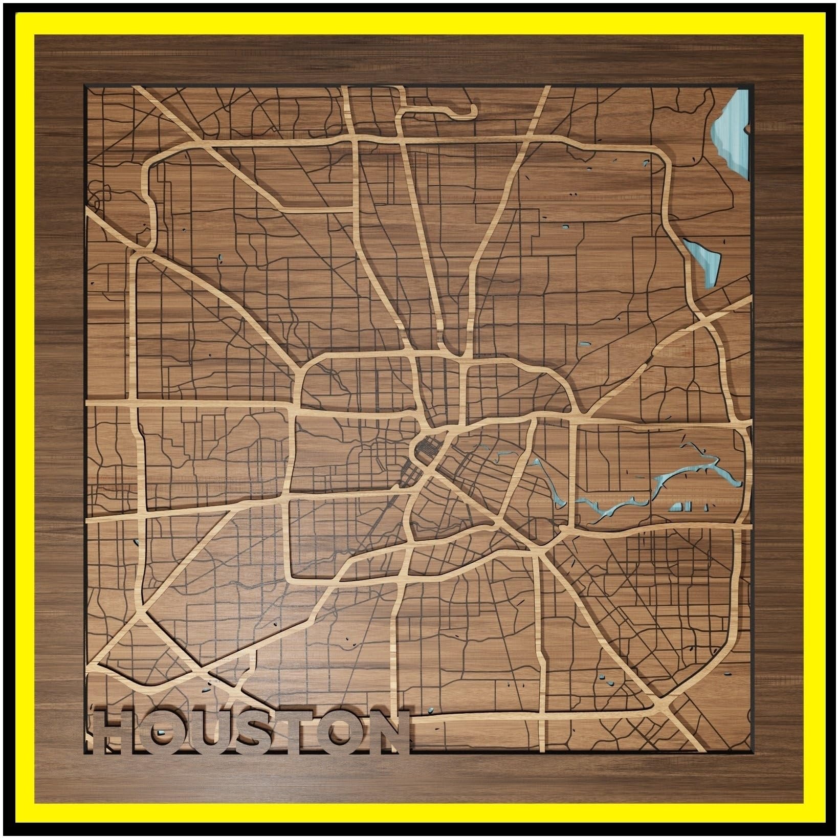 Houston, Texas, Men Gifts For Anniversary, 3d Wood Map - Handmade in the USA - H-Town, TX Gift and Souvenir