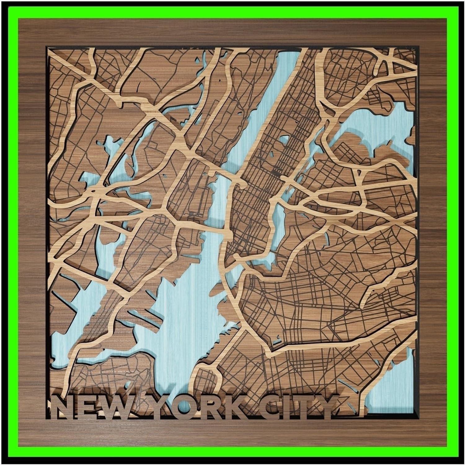 New York City, New York, Wall Art, Handmade in the USA - 3d Wooden Map - NYC, NY Gift and Souvenir