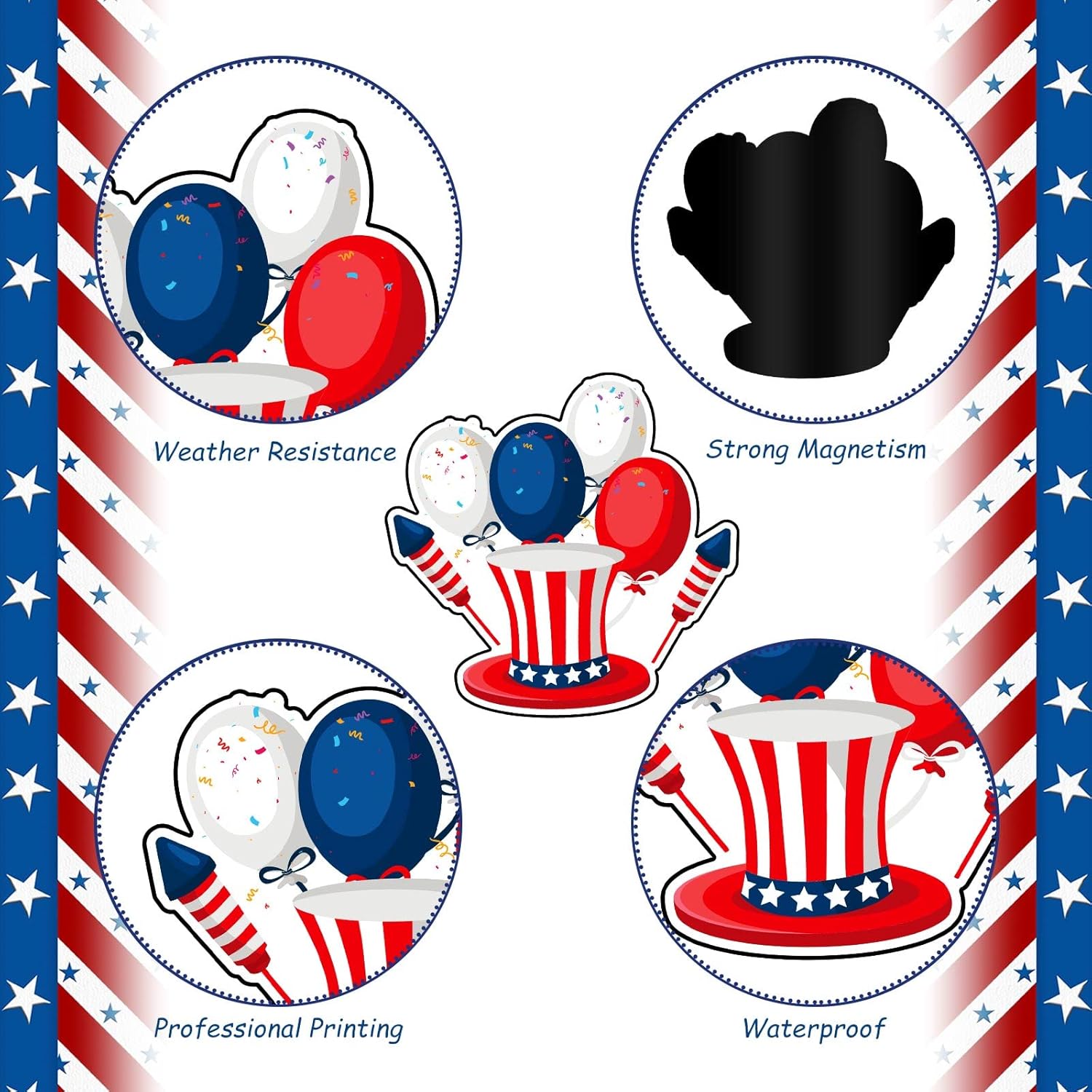 16 Pcs Magnets for Classroom Patriotic Refrigerator Magnets for Locker Office Home Car Decor Magnetic America Flag Gnomes Stickers Memorial Day Decorations Fridge USA Decorative