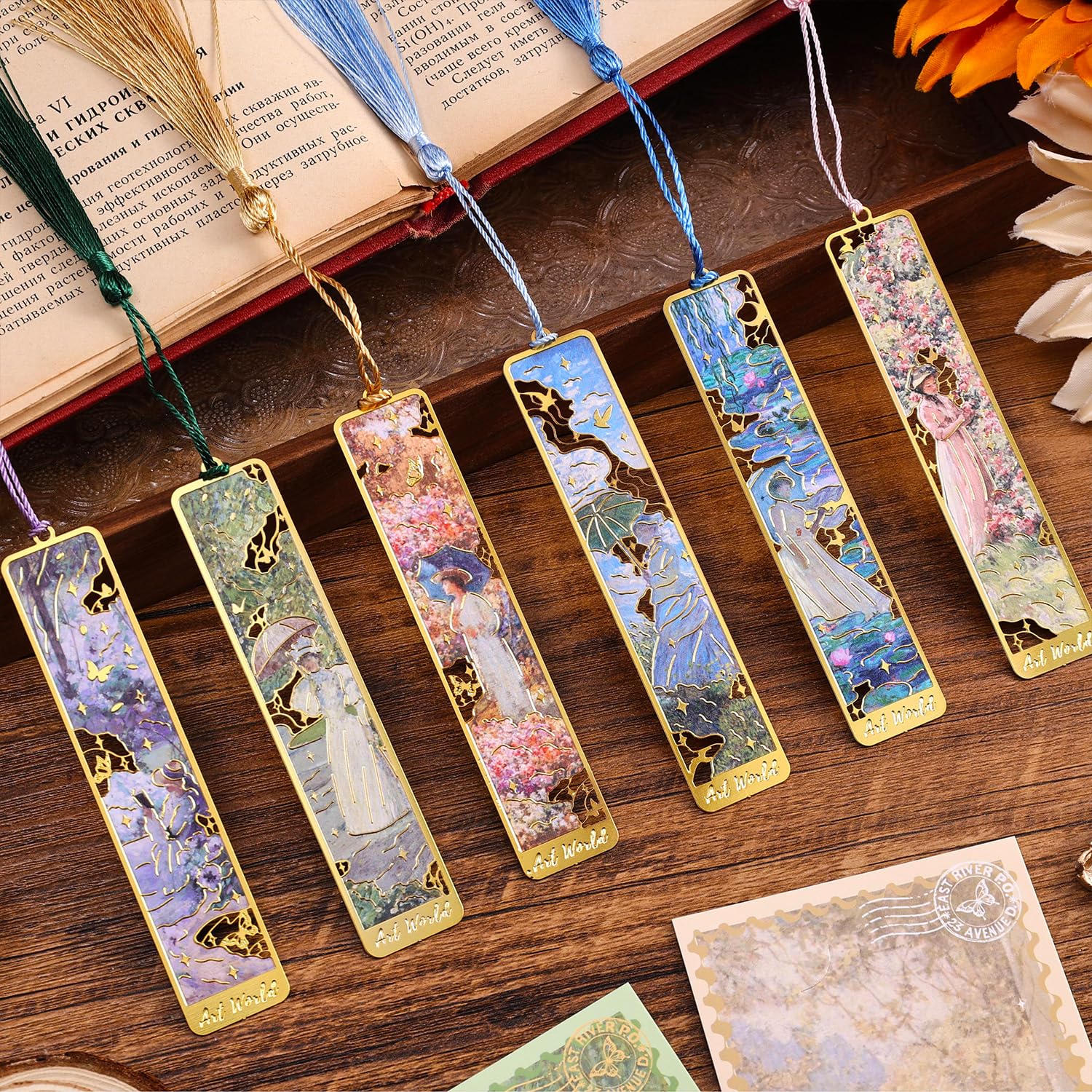 6 Pcs Silver Metal Bookmarks, Elegant Statue of Liberty America Famous Landmark Building Theme Bookmark for Women, USA Commemorate Bookmark Gift for Book Lovers Writers Readers Girls Teenage Children