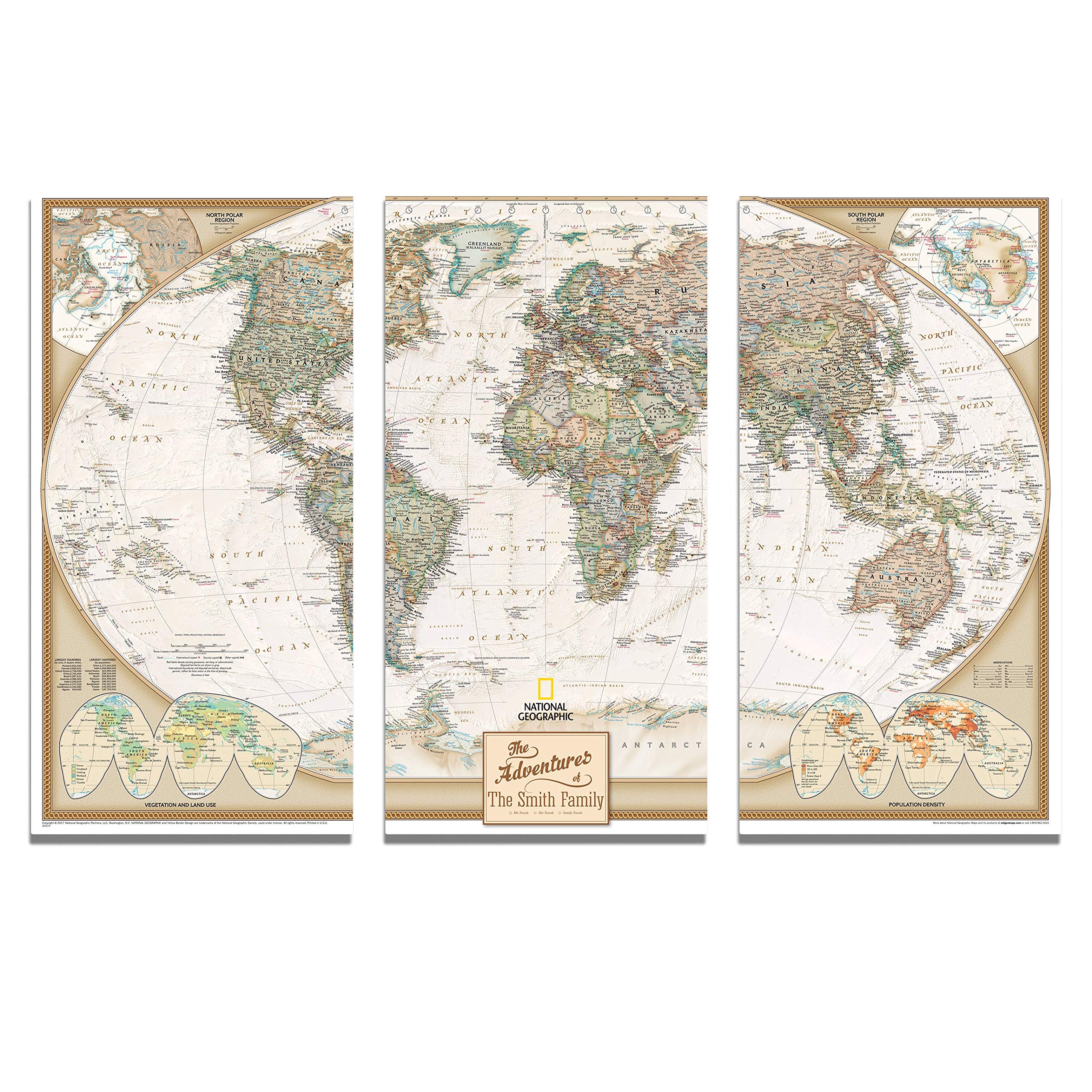 Push Pin Travel Maps Customizable Wall Art - Executive World - Solid Wood Brown - Framed Pin Map, Includes 150 Pins - Handcrafted in USA - 27.5" x 39.5"
